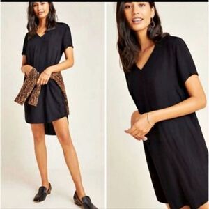 Anthropologie Cloth & Stone Crispin Mini Tunic Dress Black XS